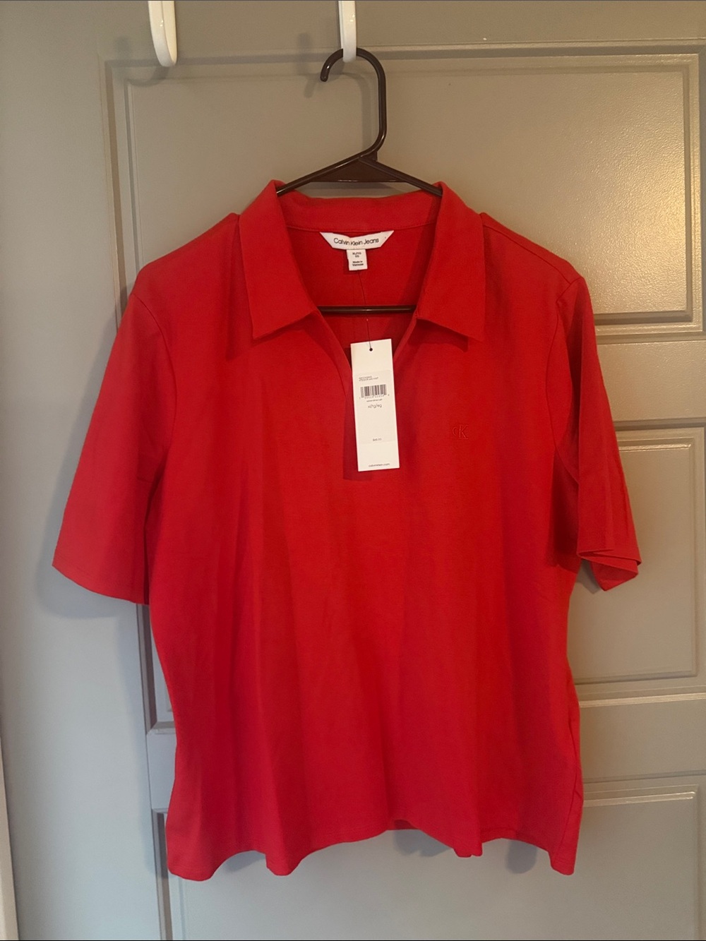 Calvin Klein Red Short Sleeve Polo Tee